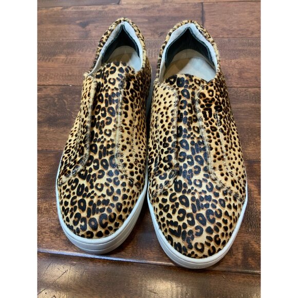 J/Slides Brown Cheetah Animal Print Dyed Hair Slip On Flats, Size 9 - Picture 2 of 9